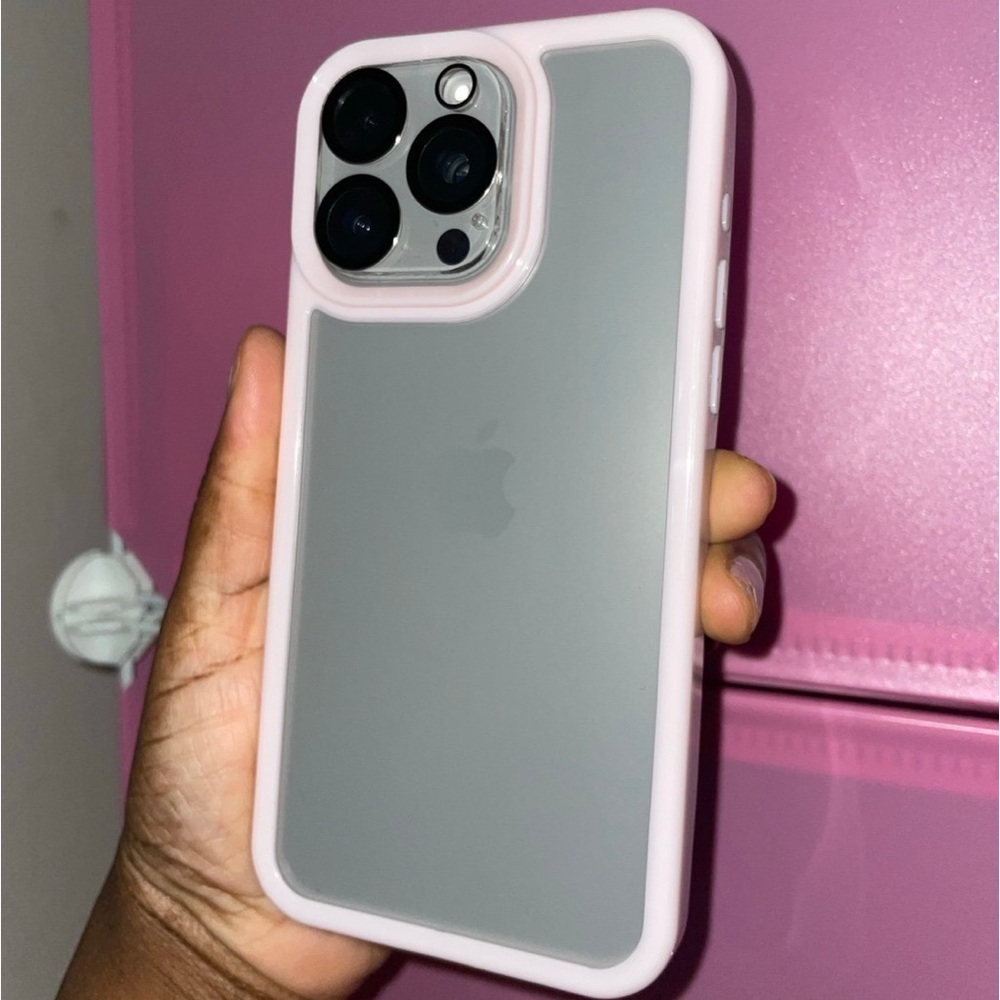 iPhone 15 pro max baby pink border glossy case